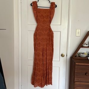 Top shop wide leg jumpsuit in rust tone